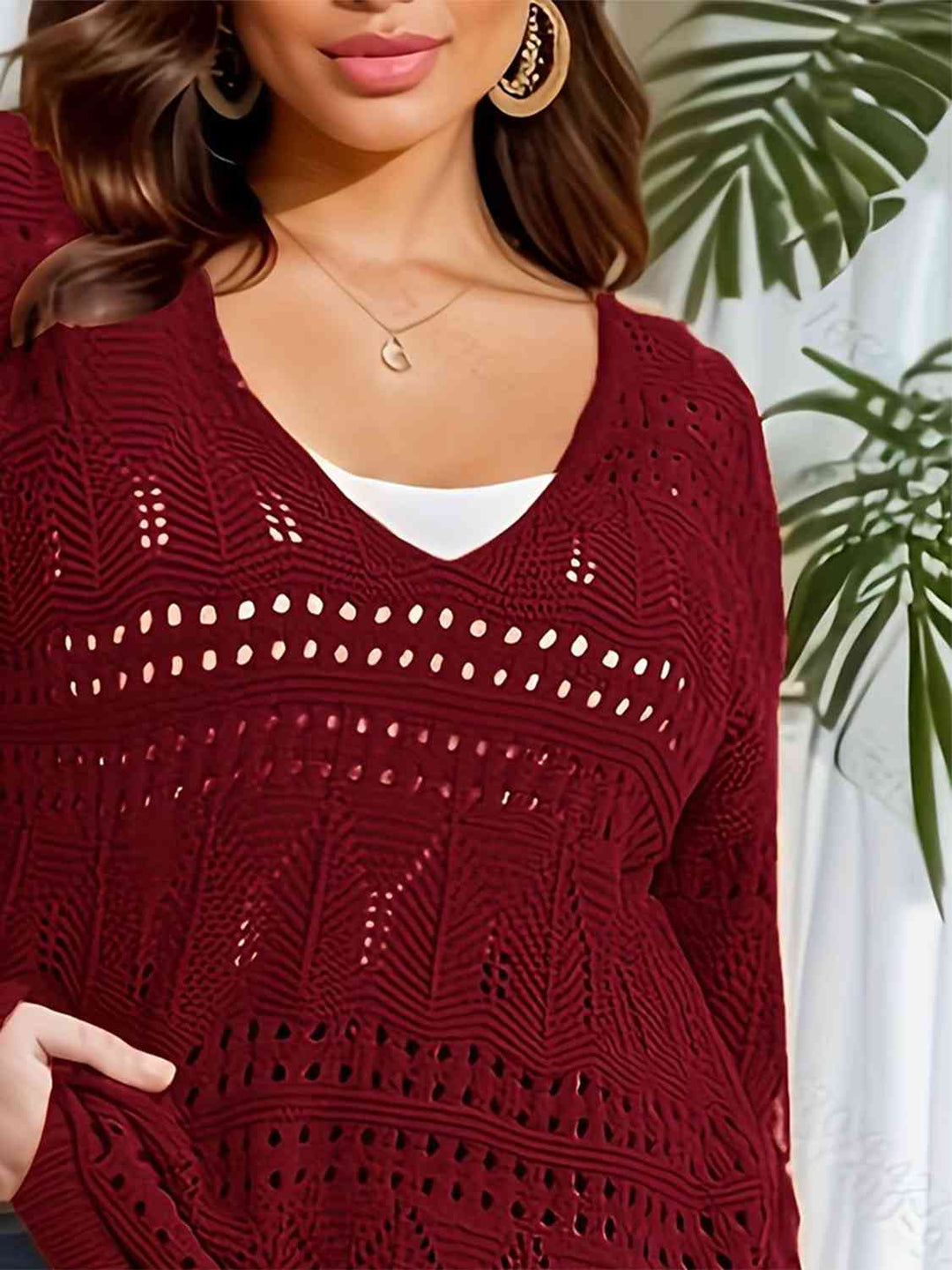 Stilla | Størrelse Åbenarbejdet Udsnit Langærmet Sweater