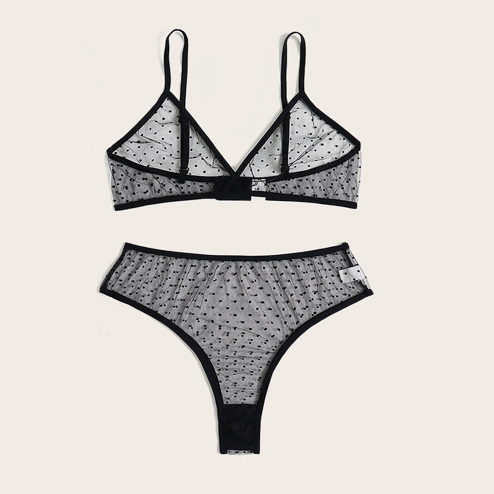 Dame Bralette og Slip Sæt med transparent prik-design Stilla