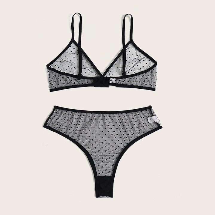 Dame Bralette og Slip Sæt med transparent prik-design Stilla