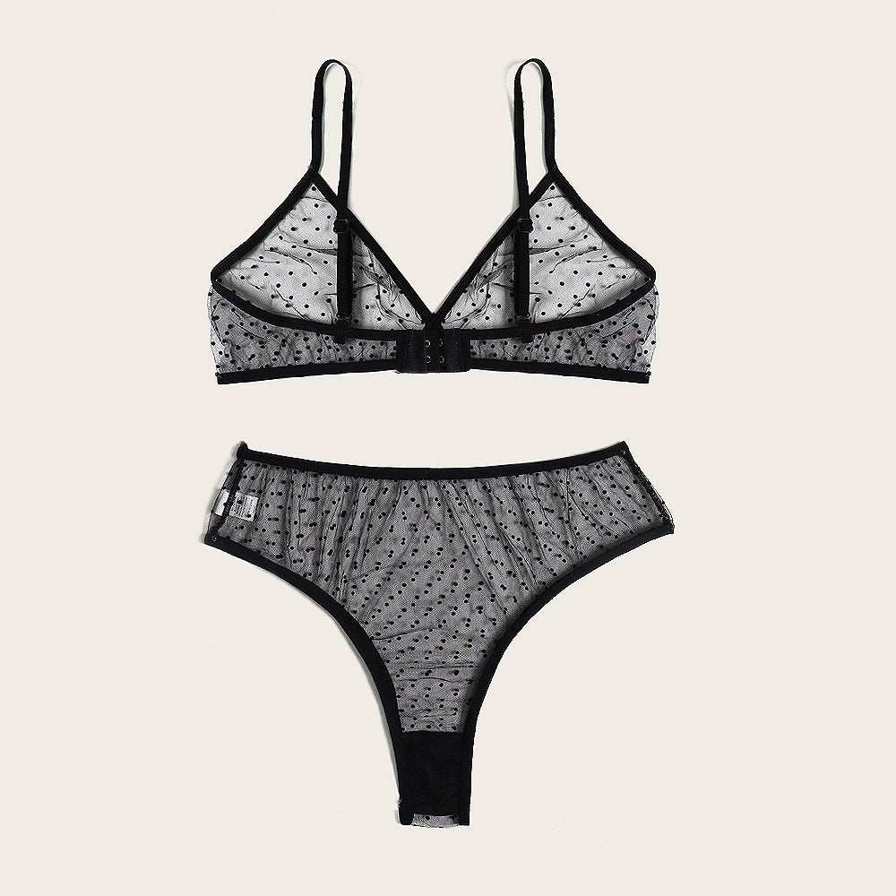 Dame Bralette og Slip Sæt med transparent prik-design Stilla