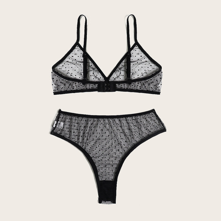 Dame Bralette og Slip Sæt med transparent prik-design Stilla