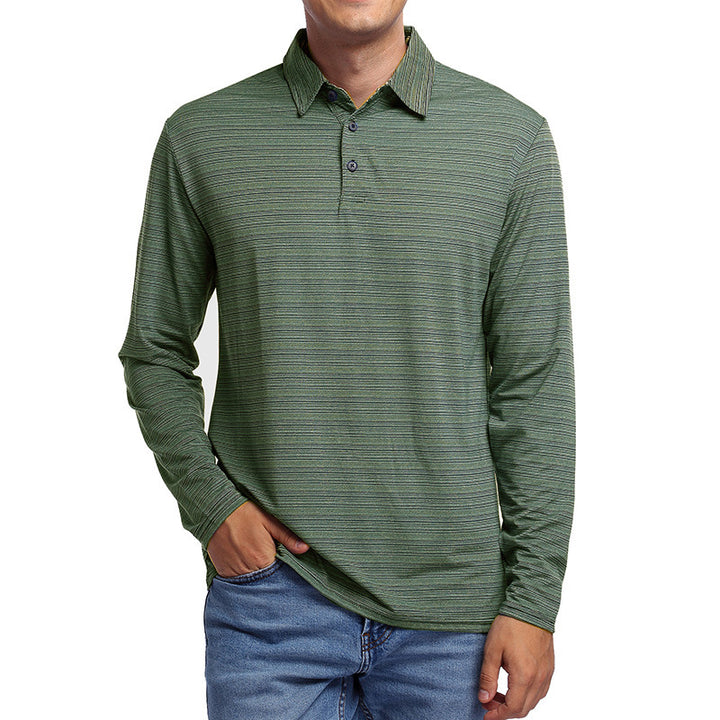 Herrer afslappet langærmet polo t-shirt med struktureret design og en moderne krave Stilla