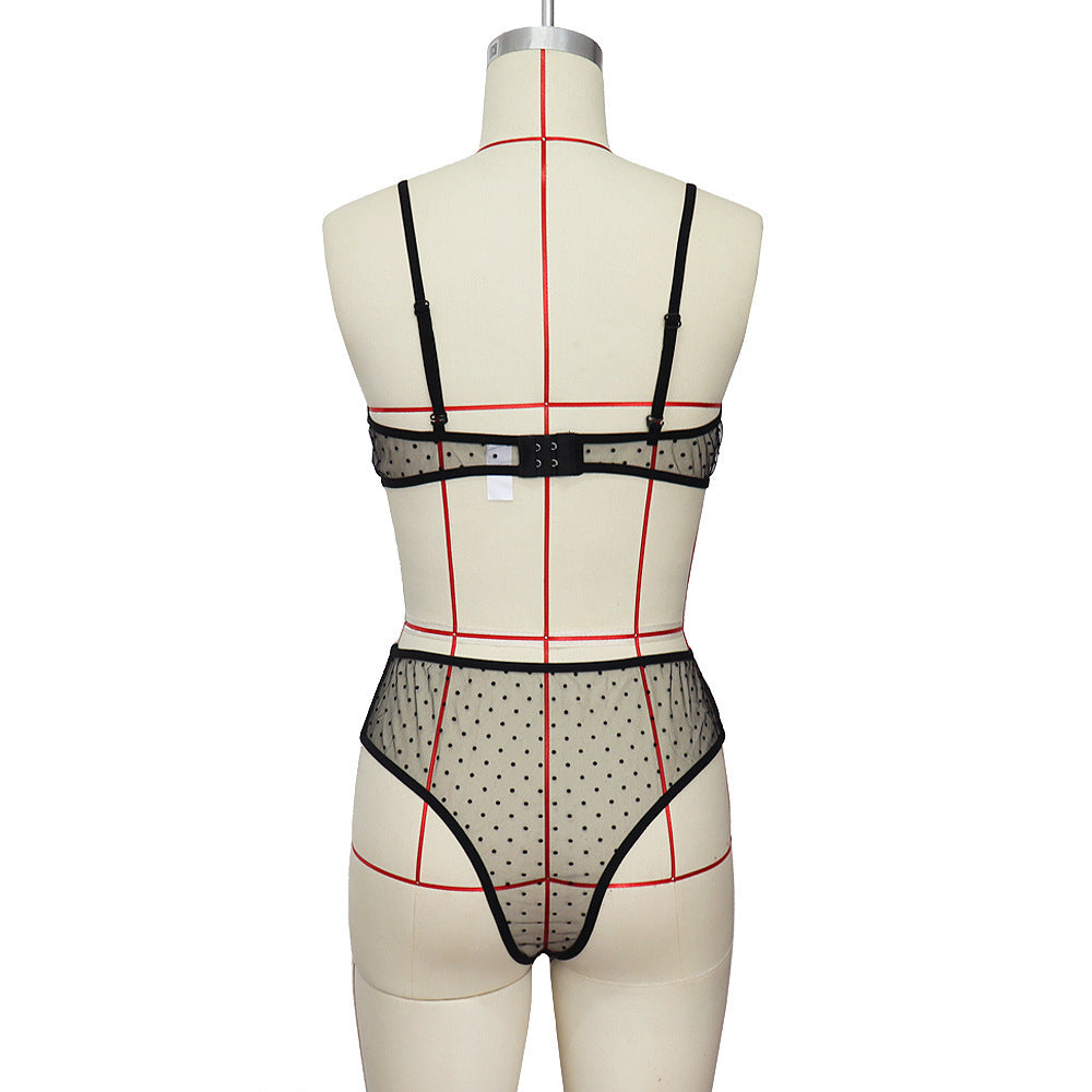 Dame Bralette og Slip Sæt med transparent prik-design Stilla
