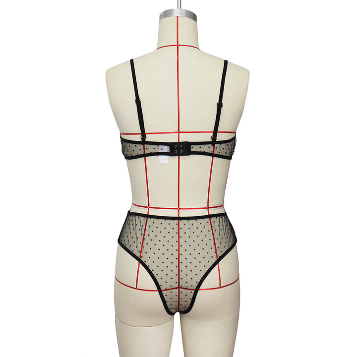 Dame Bralette og Slip Sæt med transparent prik-design Stilla