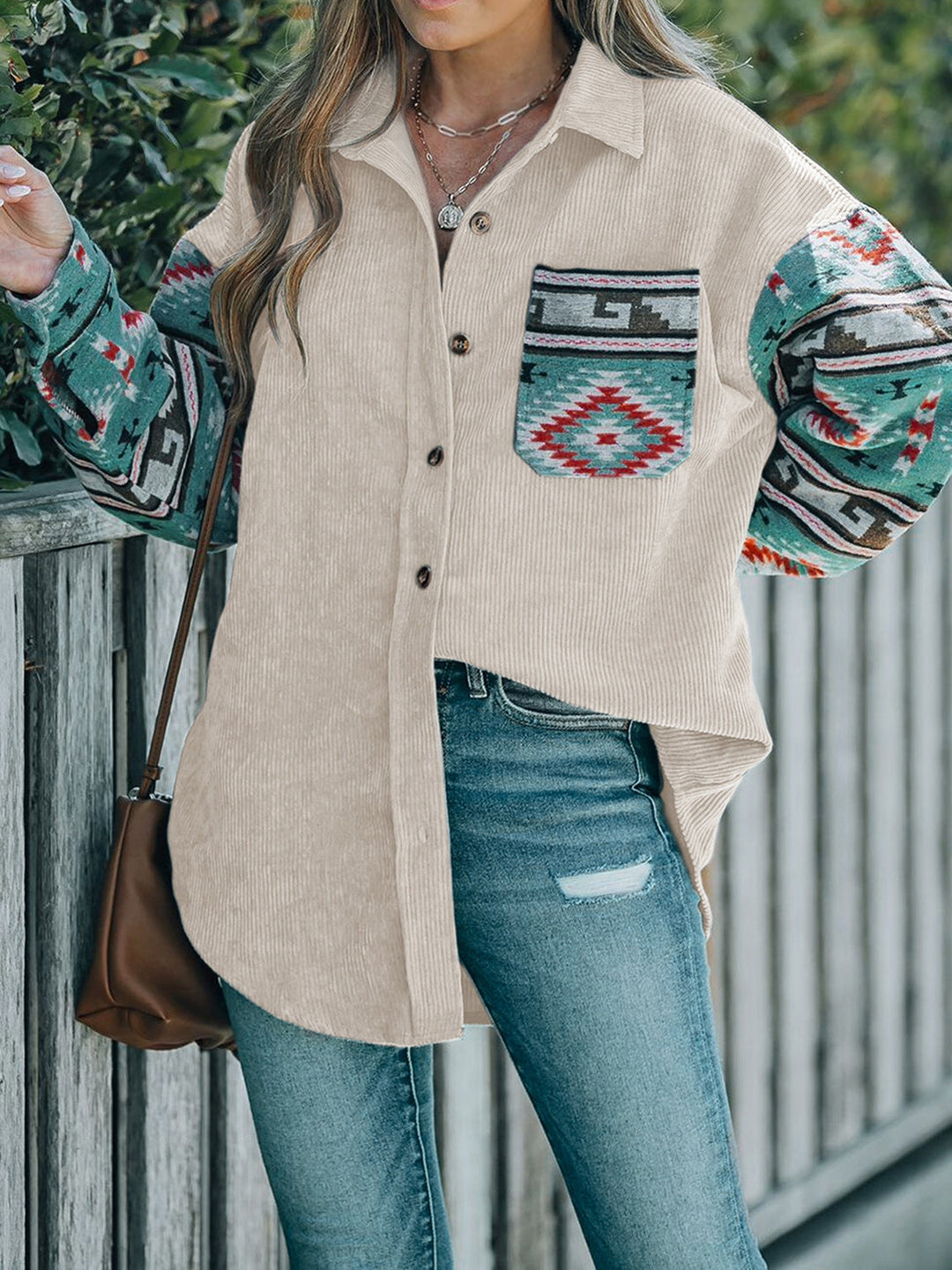 Stilla | Pocketed Geometrisk Krave Hals Shacket