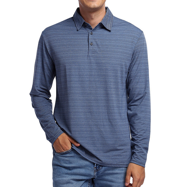 Herrer afslappet langærmet polo t-shirt med struktureret design og en moderne krave Stilla