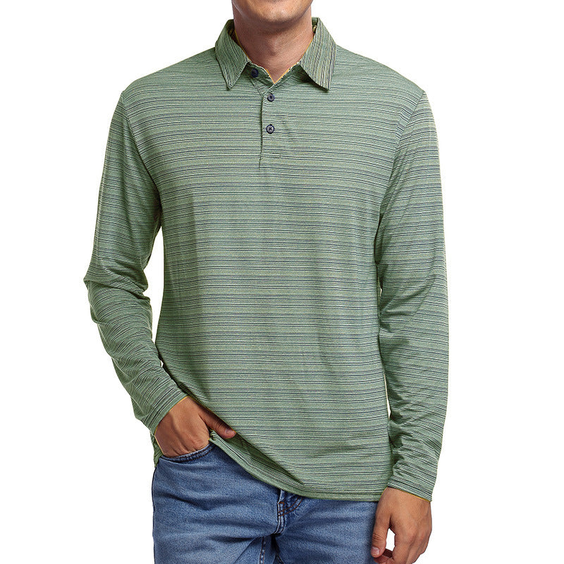 Herrer afslappet langærmet polo t-shirt med struktureret design og en moderne krave Stilla