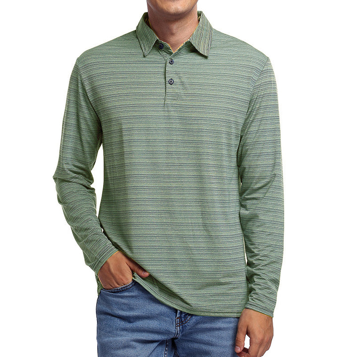Herrer afslappet langærmet polo t-shirt med struktureret design og en moderne krave Stilla