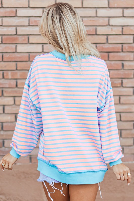 Stilla | Sweatjakke med asymmetrisk stribe og kontrasterende kant