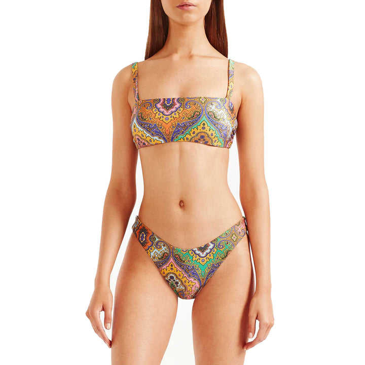 Dame Bandeau-bikini-sæt med filigran grafisk design og legende strop-systemer Stilla