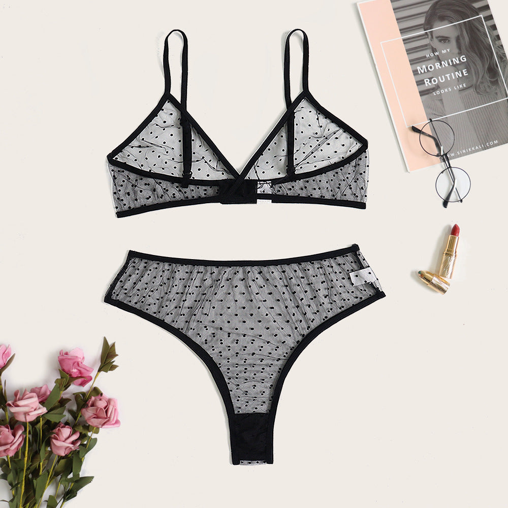 Dame Bralette og Slip Sæt med transparent prik-design Stilla