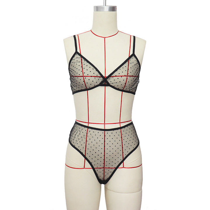 Dame Bralette og Slip Sæt med transparent prik-design Stilla