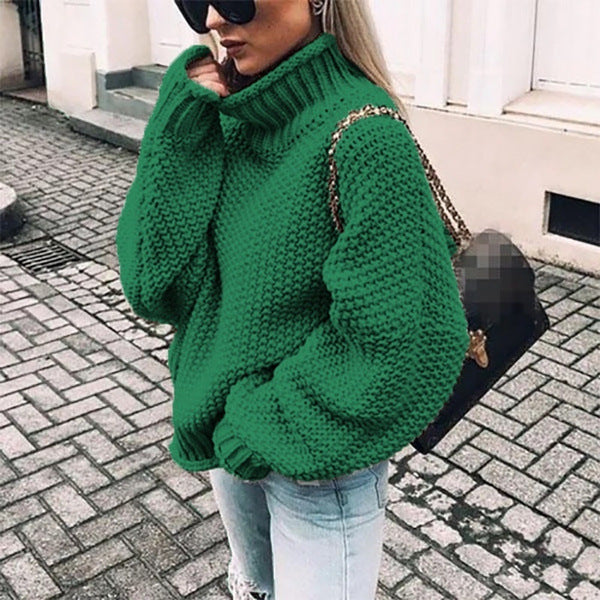Dame hyggelig rullekrave sweater lavet af struktureret uld Stilla