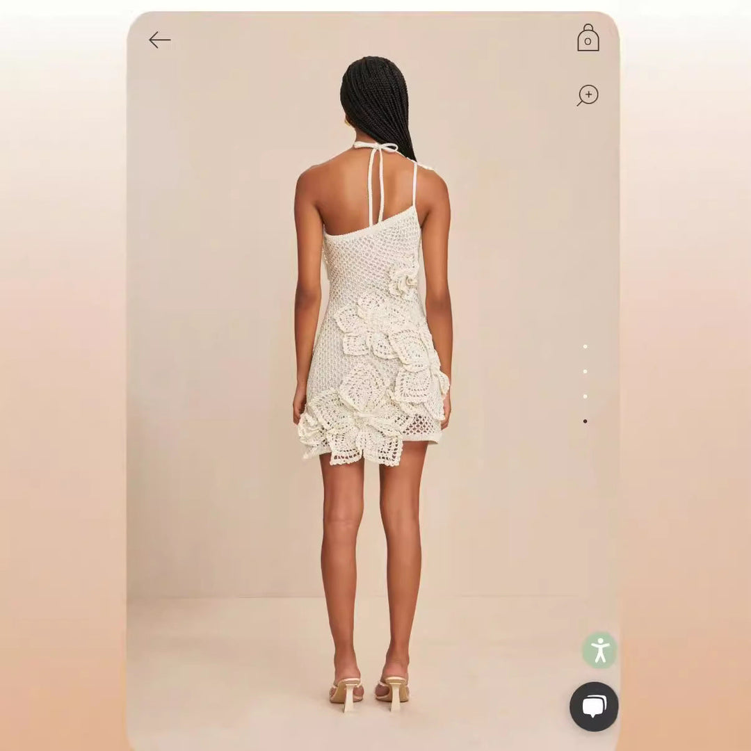 Stilla | Fashion Hængende Hals 3D Ferie Stil Blomsterkjole