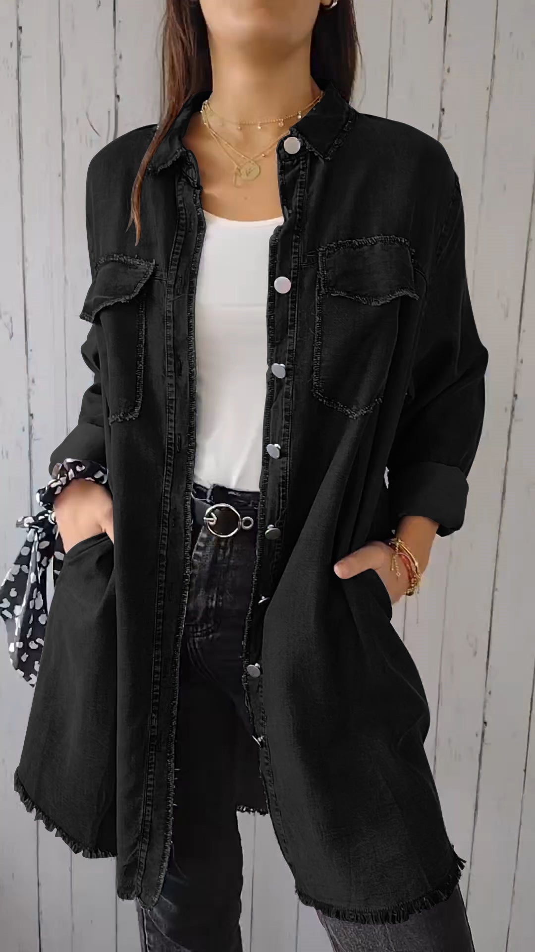 Stilla | Comfy Denim Shirt Met Lange Jas