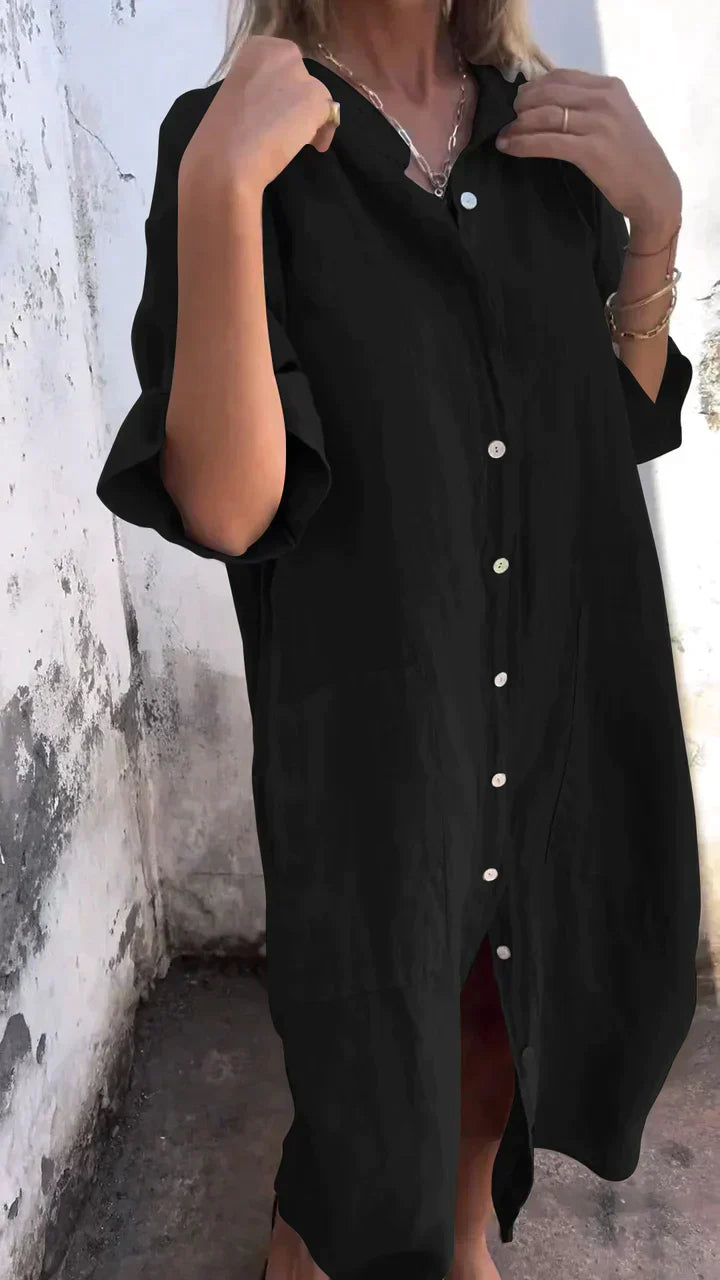 Stilla | Skjorte Stil Afslappet Lang Kjole
