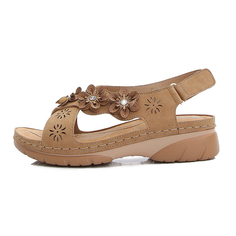 Dame Komfortable Sandaler med Blomsterapplikationer Stilla