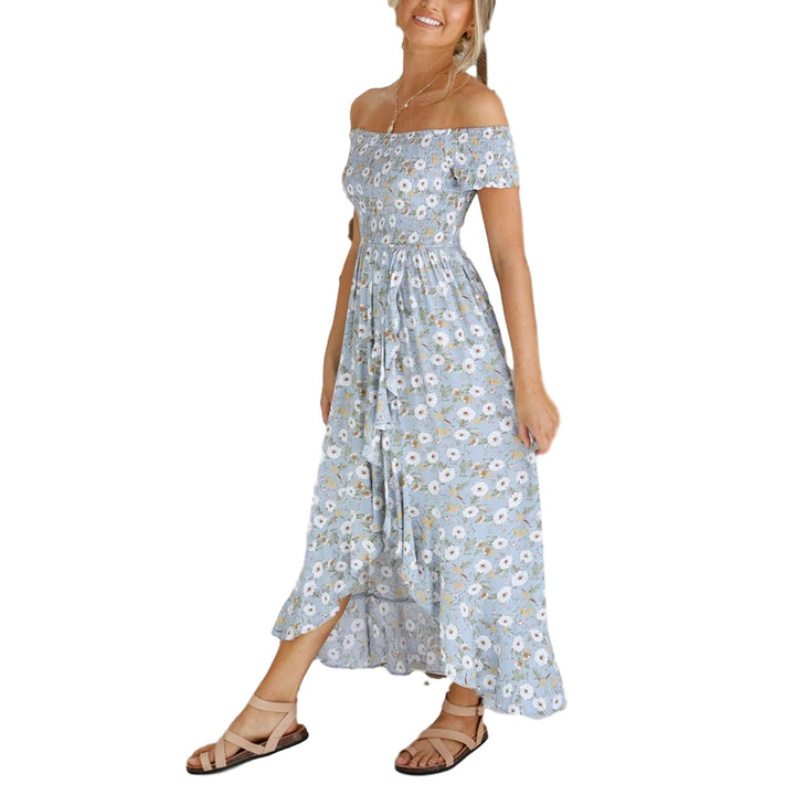 Women's Off-Shoulder Maxi Dress with Floral Print and Casual Cut