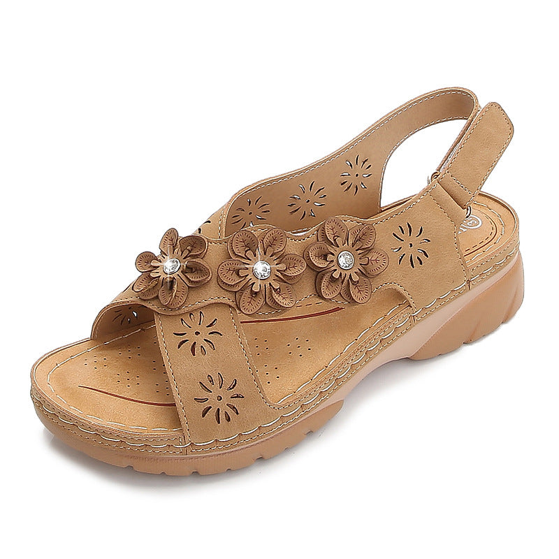 Dame Komfortable Sandaler med Blomsterapplikationer Stilla