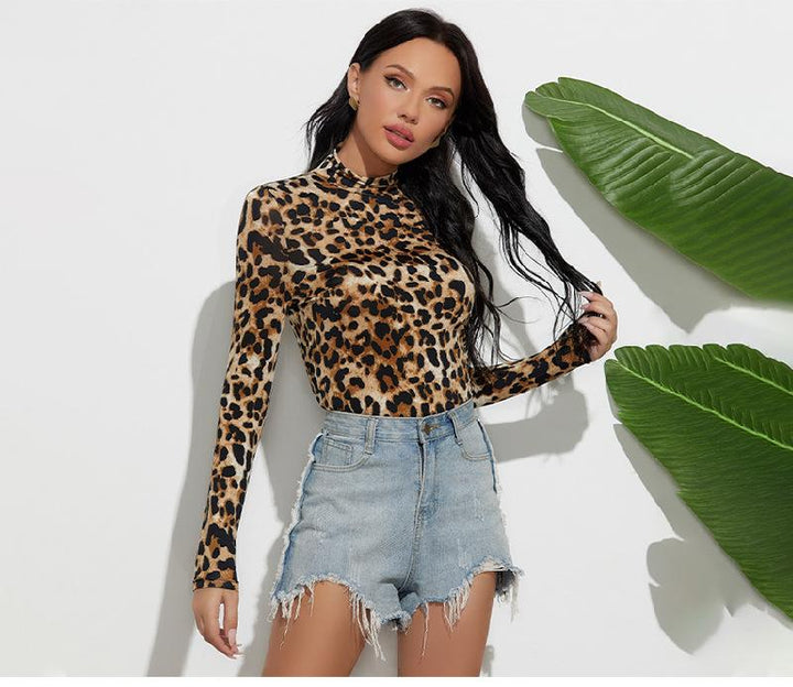 Dame Langærmet T-shirt med Leopardsk Futus