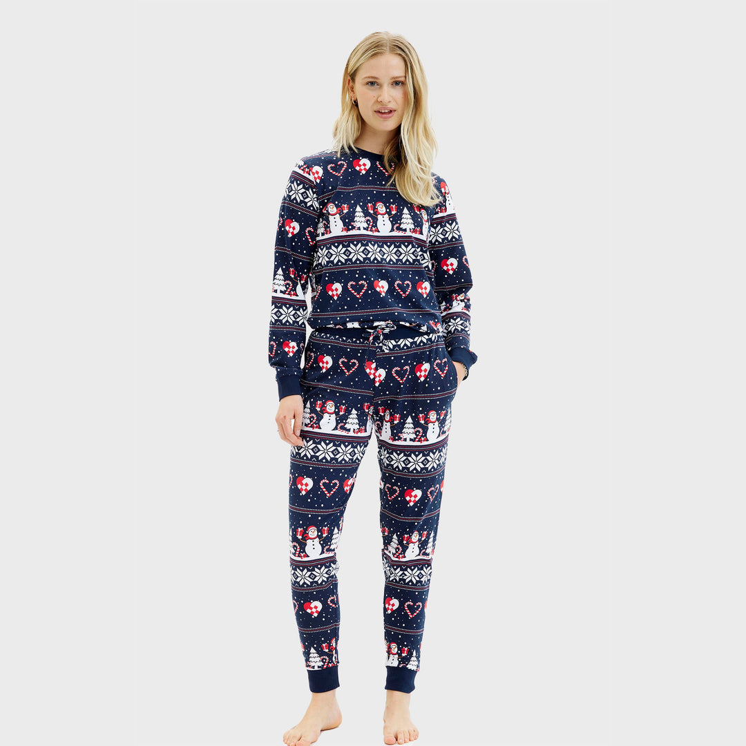 Stilla | Julehjerte Jule-Pyjamas Navy Damer