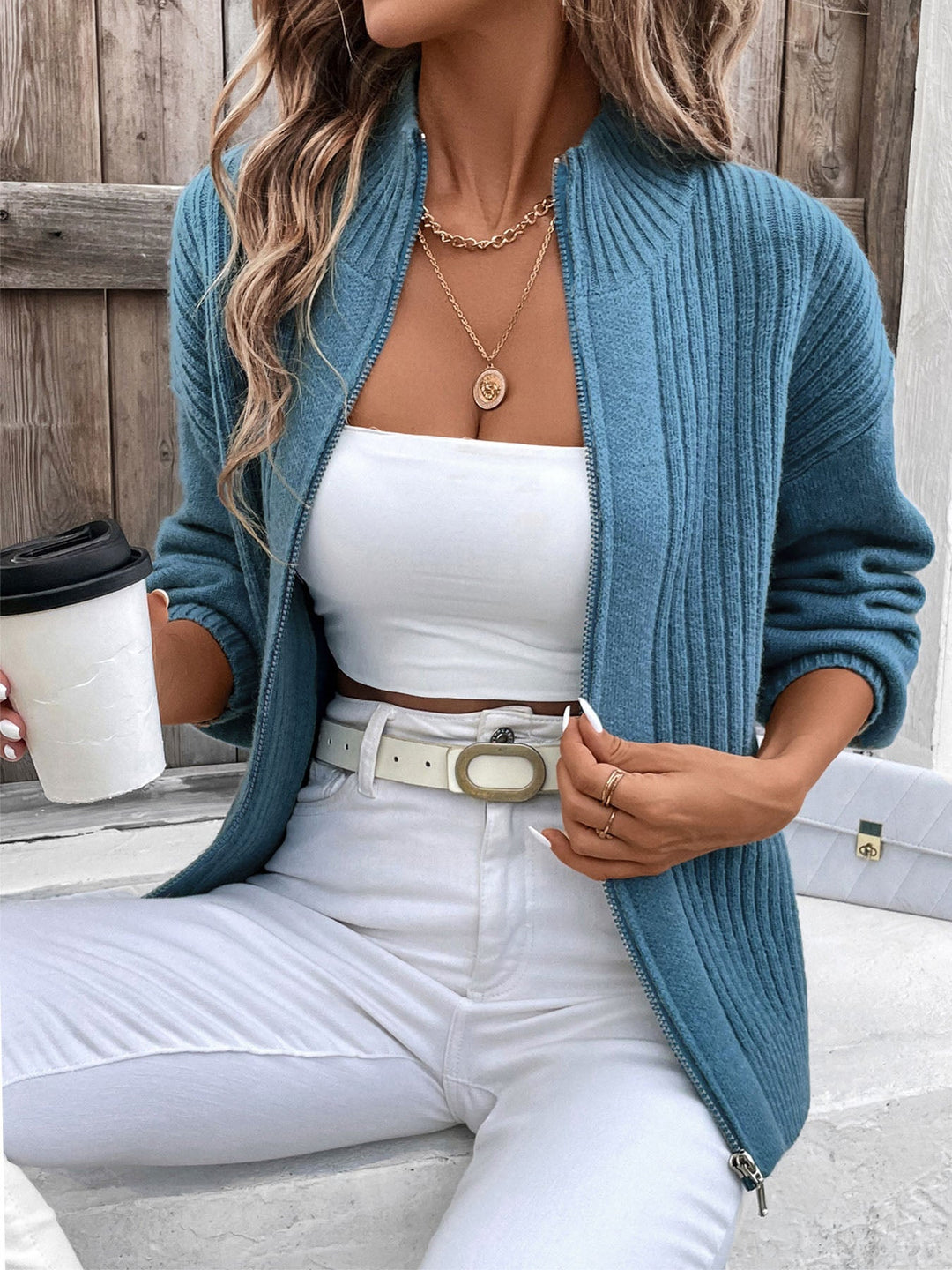 Stilla | Zip Up Langærmet Cardigan