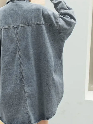 Stilla | Patch Knap-op Langærmet Denim Jakke