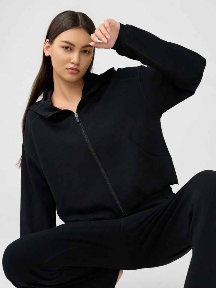 Stilla | Zip Up Dropped Shoulder Active Hooded