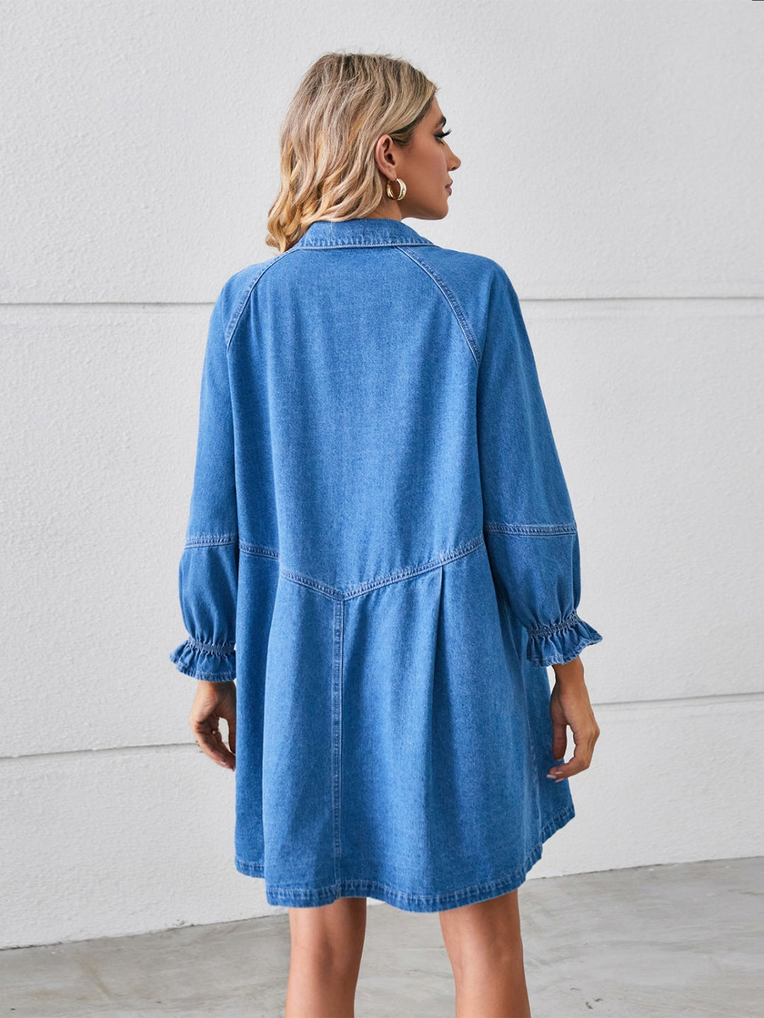 Stilla | Up Flounce Sleeve Mini Denim Dress