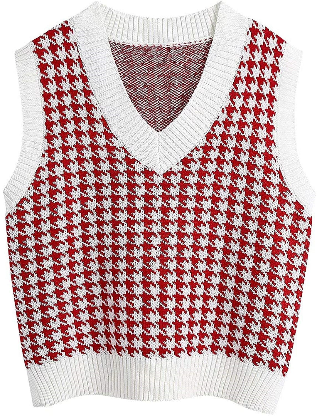 Damer elegant strikvest i moderne houndstooth-mønster Stilla
