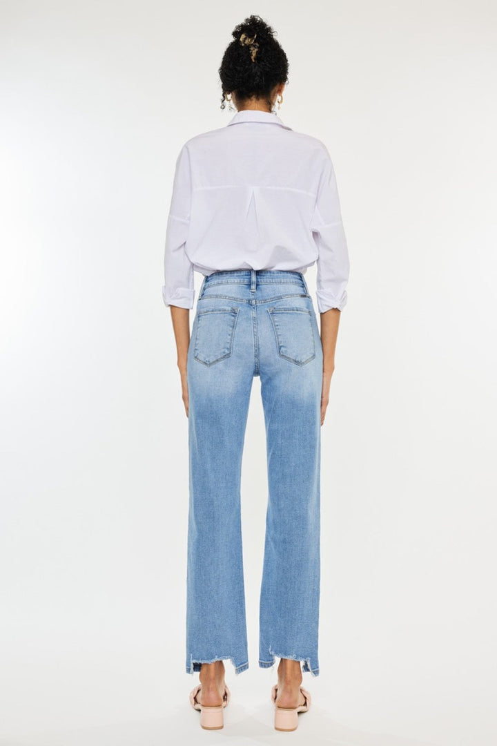 Stilla | Høj Talje Rå Kant Lige Jeans