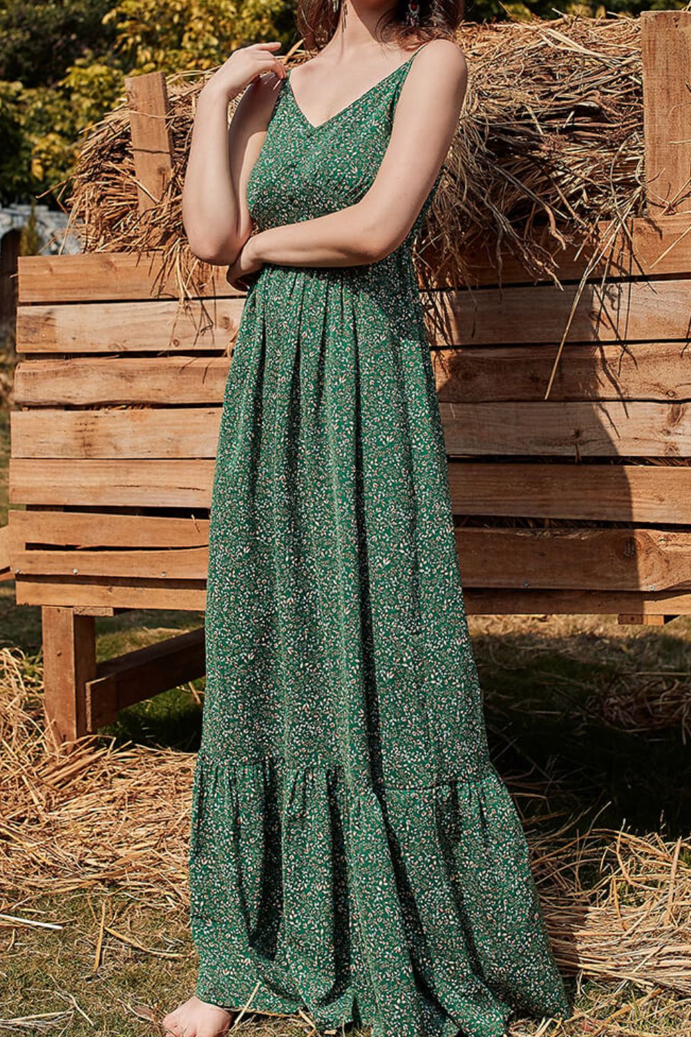Stilla | Floral Spaghetti Strop Maxi Kjole