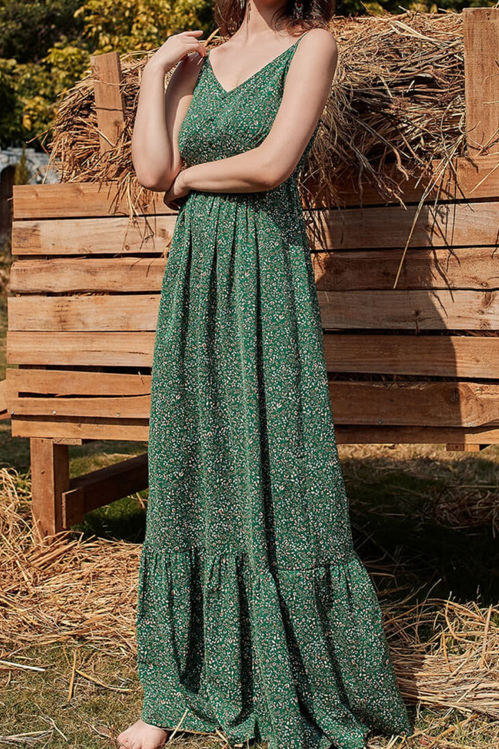 Stilla | Floral Spaghetti Strop Maxi Kjole
