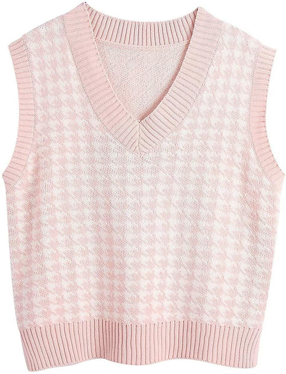 Damer elegant strikvest i moderne houndstooth-mønster Stilla