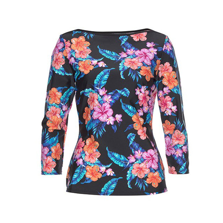 Damer Longsleeve badedragt med blomstermotiv og sportlig pasform Stilla