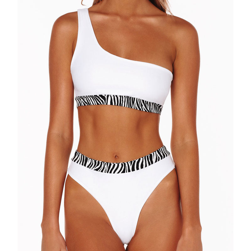 Dame En-sidet bikini med moderne zebra-patch Skovae