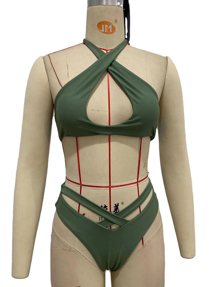 Dame triangel-bikini med moderne snit og raffineret pyntesnor Skovae