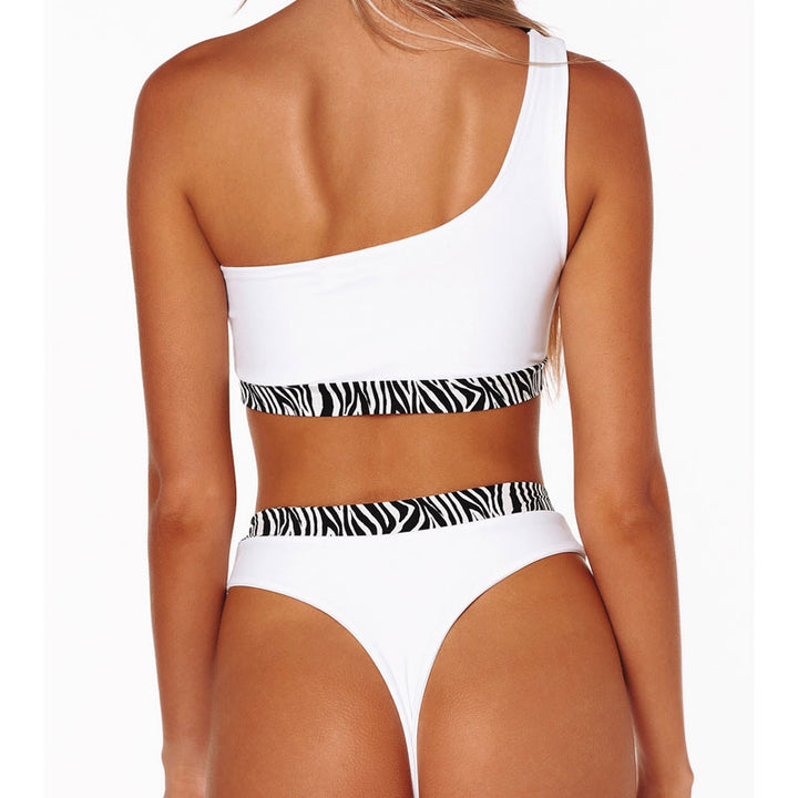 Dame En-sidet bikini med moderne zebra-patch Skovae
