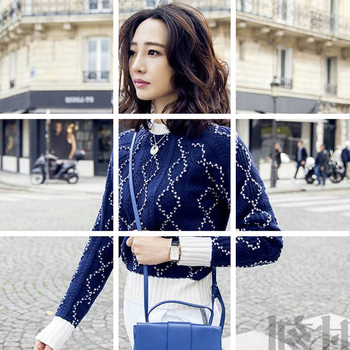 Dame sweater med struktureret strikdesign Stilla