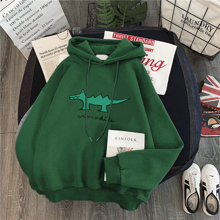Femme Cartoon Grafik Locker Sæde Hoodie Stilla
