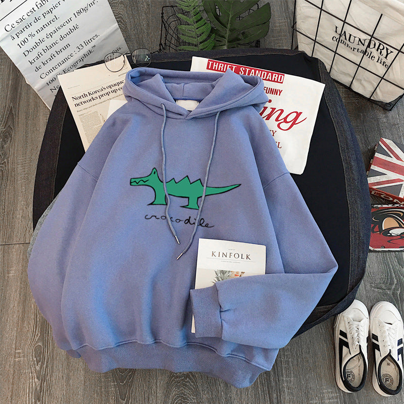 Femme Cartoon Grafik Locker Sæde Hoodie Stilla