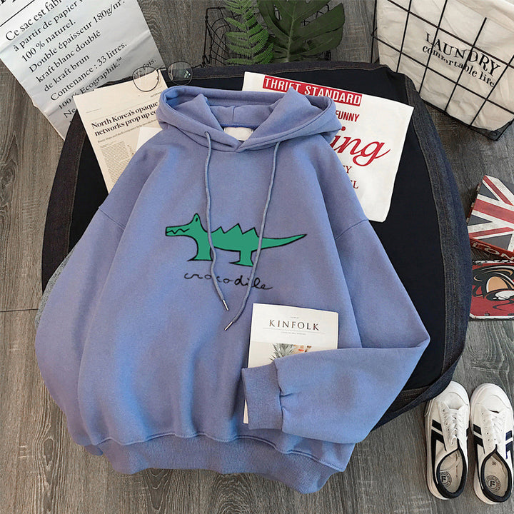 Femme Cartoon Grafik Locker Sæde Hoodie Stilla