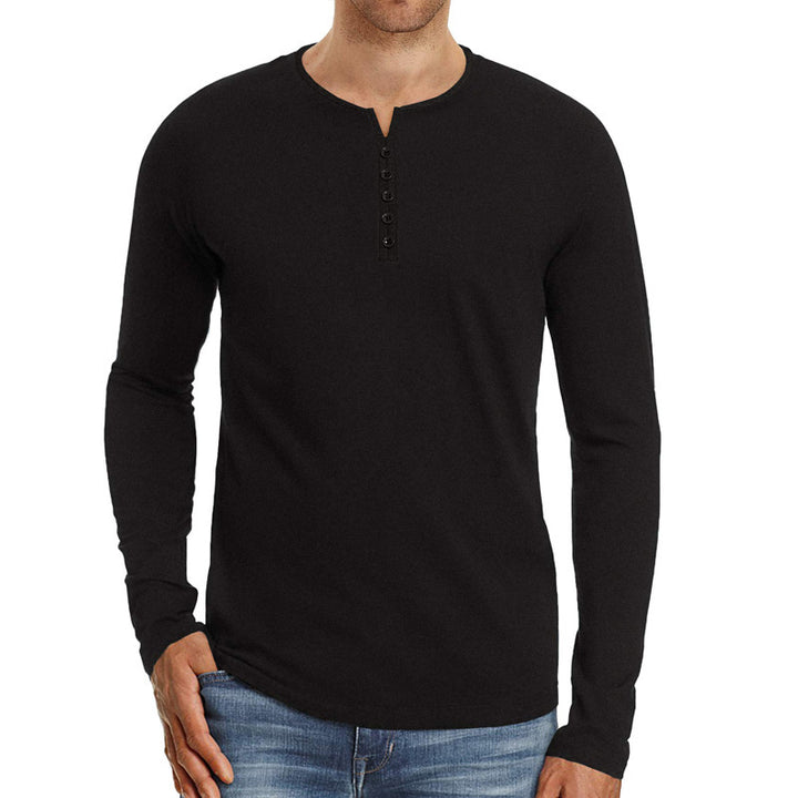 Herrer Langærmet Henley-Skjorte med moderne knapdesign og behagelig pasform Stilla
