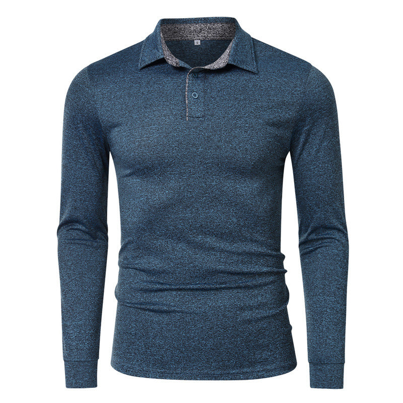 Herrer langærmet poloshirt med struktureret stof og sportskrage Stilla