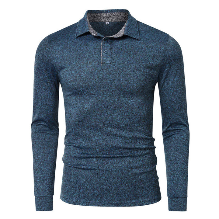 Herrer langærmet poloshirt med struktureret stof og sportskrage Stilla