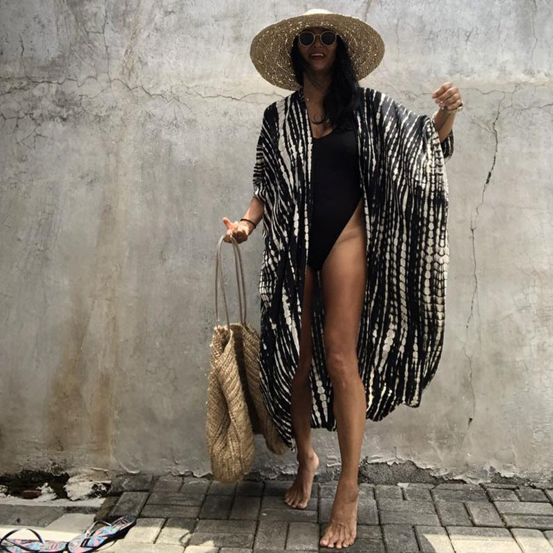 Dame Strandkimono med moderne batikdesign og afslappet snit Stilla