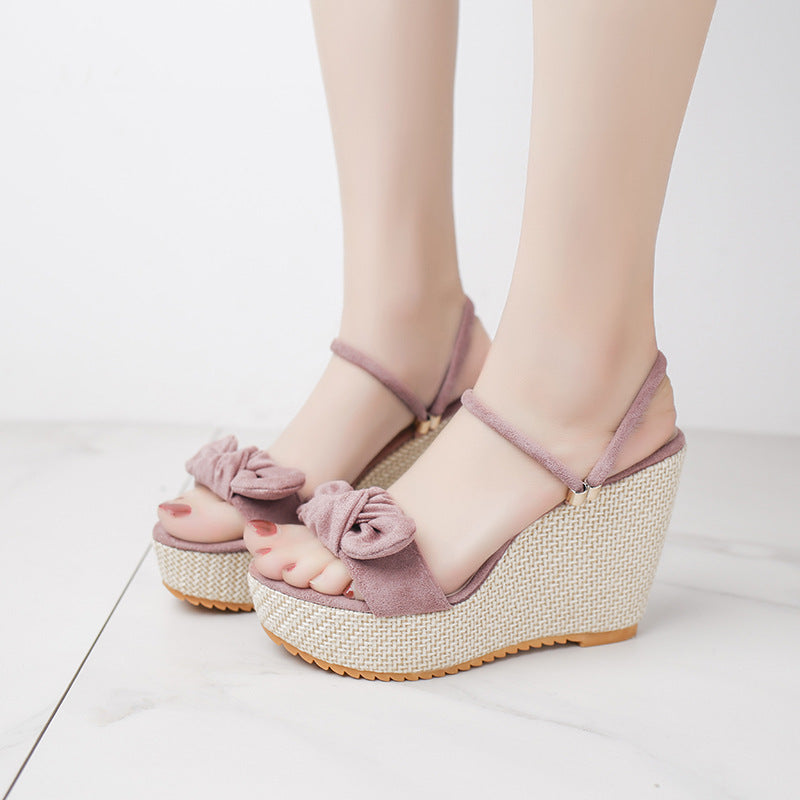Dame nan Raffknoten-wedge sandal med vævet plateau platform og dobbelt remlukning Skovae