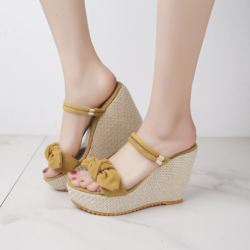 Dame nan Raffknoten-wedge sandal med vævet plateau platform og dobbelt remlukning Skovae