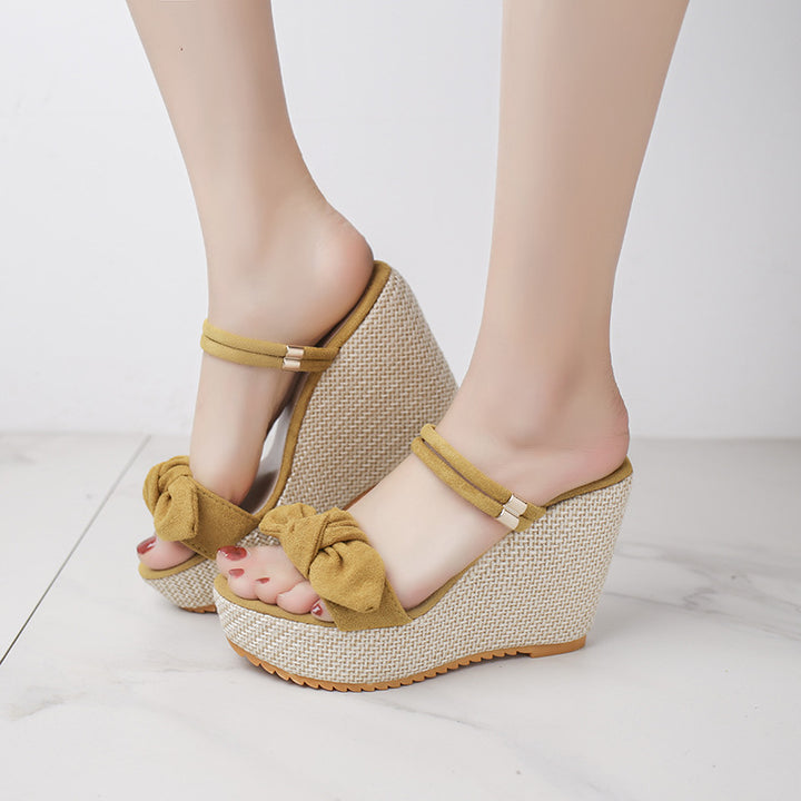 Dame nan Raffknoten-wedge sandal med vævet plateau platform og dobbelt remlukning Skovae