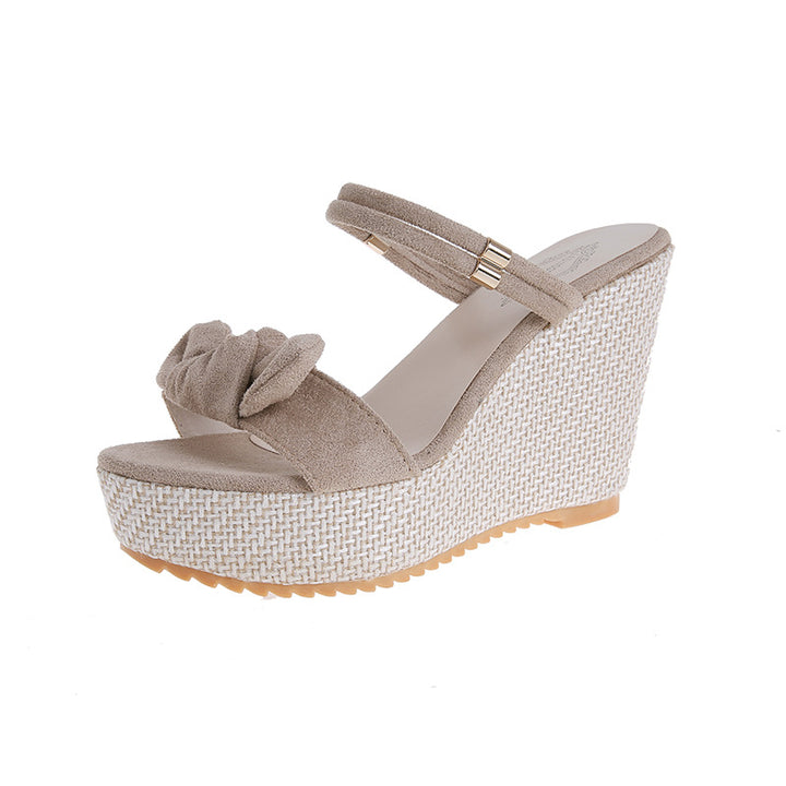 Dame nan Raffknoten-wedge sandal med vævet plateau platform og dobbelt remlukning Skovae